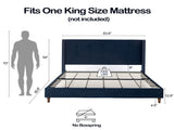 Peyton Upholstered King Bed / 54" High Headboard / Traditional Hand Buttoned Tufting / Nailhead Trim B083P152029