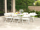 6 Foot Folding Table,White Plastic Folding Table,Built-in Handle,Indoor Outdoor Table for Picnic 87444782