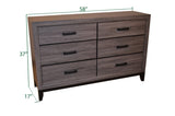 Sierra Contemporary Style 6-Drawer Dresser Made with Wood in Gray 808857665805