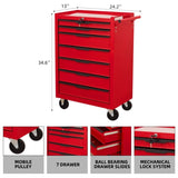 ZUN 7-Drawering Tool Chest Cabinet, Large Capacity Metal Tool Box with Wheels and Cylinder Locking, W3037P241998