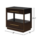 ZUN 2 Drawers Nightstand with Shelf in Smoked Peppercorn Finish B016P255632