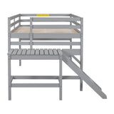 ZUN Full Loft Bed with Platform,ladder,Grey 72919783