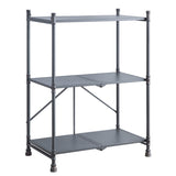 Sandy Black and Dark Bronze Hand-Brushed 3-tier Console Table B062P186469