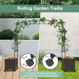 80" Garden Arch Trellis with 2 Planter Boxes and Lockable Wheels 51837950