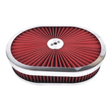 12 x 2'' Oval Air Cleaner Super Flow Washable Element Red for Chevy Ford Classic 5-1/8 Carb Neck 4 74243879