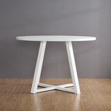 ZUN Edo Contemporary Round Dining Table, Trestle Base, White Finish T2574P182644