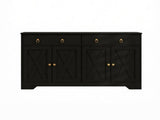 Black Farmhouse Buffet Cabinet, Kitchen Storage Sideboard with Barn Style Doors, Drawers and 34135946