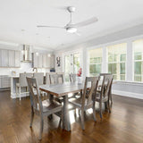 52 Inch Modern White Ceiling Fan with 18W LED Light and Remote Control 3 ABS Blades Noiseless W934P285766