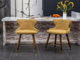 Nevis Mid-century Modern Faux Leather Tufted Nailhead Trim Counter Stool Set of 2, Yellow T2574P165100