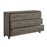 ZUN Contemporary Styling 1pc Dresser of 6x Drawers with Antique Bar Pulls Two-Tone Finish Wooden Bedroom B01167248