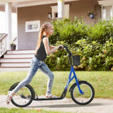Youth Scooter with Adjustable Handlebars and plastic basket 16" Inflatable Rubber Tires -Blue 70179671
