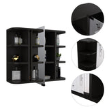 Milan Medicine Cabinet, Six External Shelves Mirror, Three Internal Shelves -Black B20091956