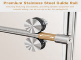 68-72" W * 76" H Stainless Steel Round Tube Frameless Single Sliding Shower Door, 3/8"-thick W1552P310017