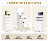 Small Vanity Desk with Mirror - White Makeup Vanitys Set Make up Table with Chair, Drawers, Mini W409P195100