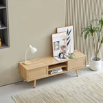 ZUN 55.12" Rattan TV cabinet, double sliding doors for storage, adjustable shelf, solid wood legs, TV 41461637