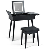 ZUN 27.9'' Black Makeup Vanity Desk with Flip Top Mirror and LED Light, Dressing Table with Charging 21339427