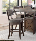 Rustic Aesthetic Dark Cherry Finish Counter Height Chair Set of 2 Wood Framed Nailhead Trim Fabric B011P184614