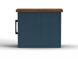 14 inch Chairside Table, No Assembly Required, Blue Denim and Whiskey Finish B108131556