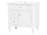 24 Inch Bathroom Vanity with Sink, White Freestanding Bathroom Cabinet with Flip Drawer, Adjustable 73286222