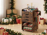 Rolling Craft Storage Cart with 3 Drawers & Adjustable Shelves, Mobile Wrapping Paper Organizer with 90879404