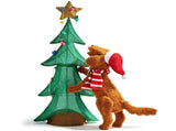 4FT Dog Climbing Tree with 188 Warm White Lights, Fabric-Covered Christmas Decor, US Plug 40556040