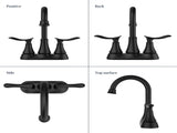 2-Handle 4-Inch Matte Black Bathroom Faucet, Bathroom Vanity Sink Faucets with Pop-up Drain and 71309970