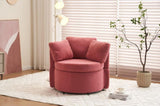 ZUN 029-Teddy Fabric Swivel And Storage Chair With Back Cushion For Living Room,Dark Pink W527P166250