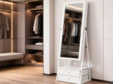 White MDF, painted finish, 1 door 2 fabric drawers 1 shelf, jewelry mirror cabinet 77137697