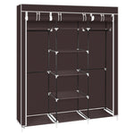 ZUN 69" Portable Clothes Closet Non-Woven Fabric Wardrobe Double Rod Storage Organizer Dark Brown 72079783