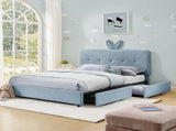 Full Size Kids Upholstered Bed with Oversized Rabbit Ear Headboard, LED Light & 4 Storage Drawers, W1413P384925