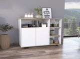 Benton 4-Shelf Kitchen Island Light Oak and White B06280428