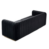 Contemporary Velvet Sofa Couch 84.25''W for Living Room, Black W57946163
