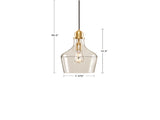 Bell Shaped Hanging Glass Pendant Light Gold/Clear Dia.9" B03597663