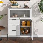 ZUN Sideboard with 3 Drawers ,1 door and 1 glass Door Wood Cabinet with Storage for Kitchen, Dining W409P153983