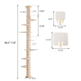 9' Adjustable Height Floor-to-Ceiling Cat Tree, Multi-Level Cat Vertical Cat Condo, Cat Climbing W2181P156876