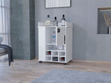 Allandale 1-Door Bar Cart with Wine Rack and Casters White B062111720