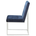 ZUN Blue and Chrome Tufted Back Dining Chair B062P153702