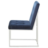 Blue and Chrome Tufted Back Dining Chair B062P153702