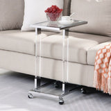 Chrome Glass Side Table, Acrylic End Table, Glass Top C Shape Square Table with Metal Base for W82153573