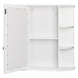 ZUN 3-tier Single Door Mirror Indoor Bathroom Wall Mounted Cabinet Shelf White 48311781