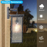 Set of 2 Modern Outdoor Wall Lanterns with Black Metal Frame and Clear Glass, Ambient light W1340P206650