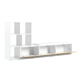 ZUN ON-TREND 74.8''-126'' Extendable TV Stand with 3 Tier Bookshelves for TVs up to 110'', Adjustable WF531669AAK