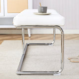 ZUN White shoe changing stool, silver metal legs, sofa stool dining chair, suitable for bedroom ,fitting W1151131315