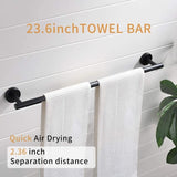 4-Pieces Matte Black Bathroom Accessories Stainless Steel Bathroom Hardware Bath Towel Bar W1932P156243