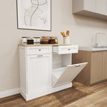 ZUN Two Drawers and Two-Compartment Tilt-Out Trash Cabinet Kitchen Trash Cabinet-White W282P160454