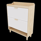 31.5 Inch Nordic Style Shoe Storage Cabinet with 2 Flip Drawers, Freestanding Organizer with Solid W3166P268391