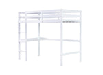 ZUN Twin High Loft Bed, Rubber Wood Loft Bed with Safety Guardrail, built-in desk, ladder,White W504P206979