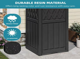 38 Gallon Outdoor Trash Can, Waterproof Resin Garbage Bin with Lid & Drip Tray for Porch Backyard 29856057