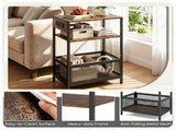 3-Tier Industrial Side with Charging Station, 2 AC Outlets USB Type-C Port Rustic Brown End 25342236