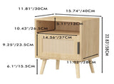 22.83'' H Rattan Nightstand, Side Table with Door Open Shelf, Accent Bedside End Table with Solid 77438934